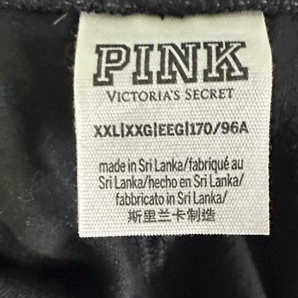 PINK Victoria's Secret Black Bike Shorts with Pink and White Logo - Picture 2 of 8
